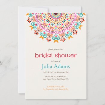 Classic Mandala Bridal Shower Invitation by ShamaurCreatif at Zazzle