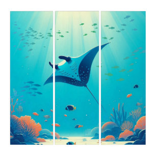 Classic, manta ray coastal art