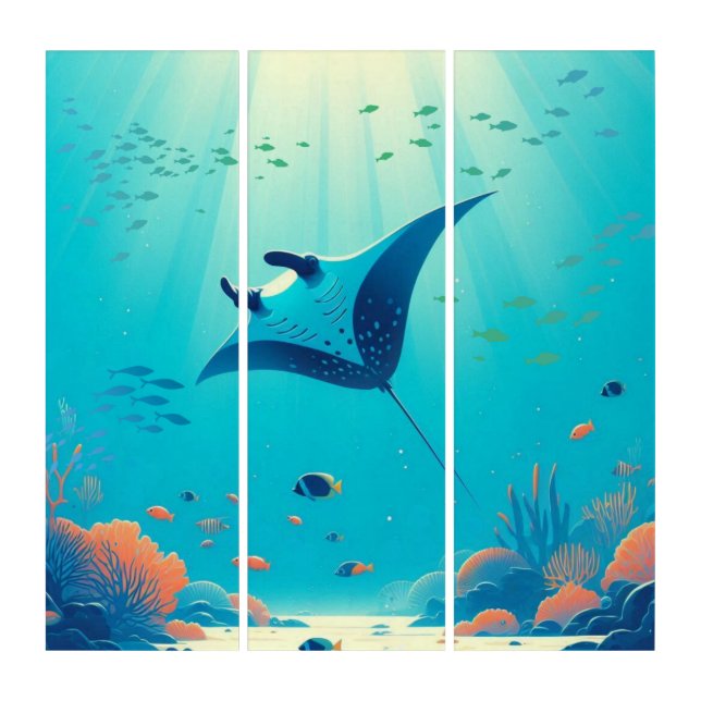 Classic, manta ray coastal art (Front)