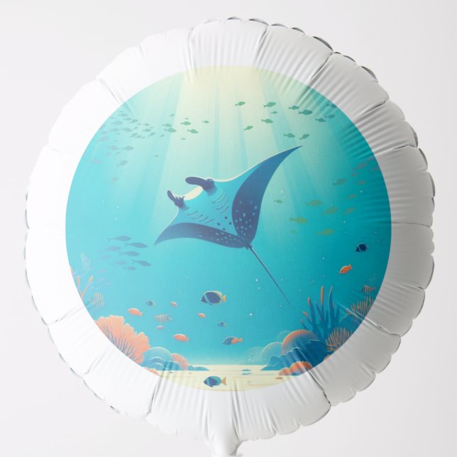 Classic, manta ray coastal art balloon (Front)
