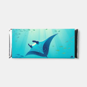 Classic, manta ray coastal art hershey bar favors