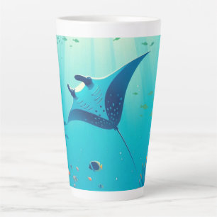 Classic, manta ray coastal art latte mug