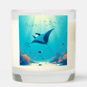 Classic, manta ray coastal art scented candle