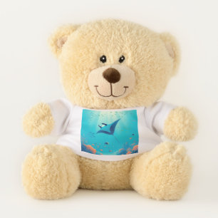 Classic, manta ray coastal art teddy bear