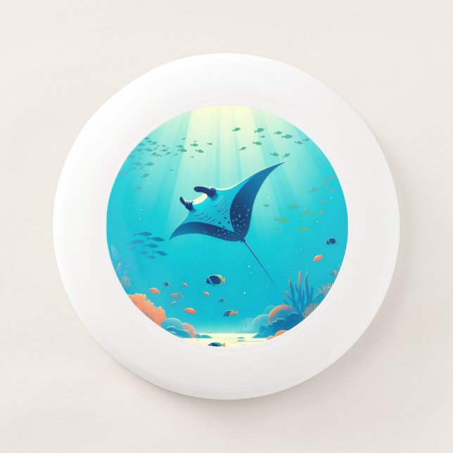 Classic, manta ray coastal art Wham-O frisbee (Front)