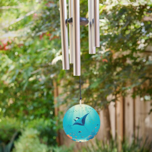 Classic, manta ray coastal art wind chime