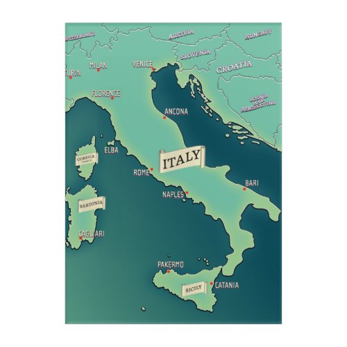 Classic Map Of Italy Acrylic Print
