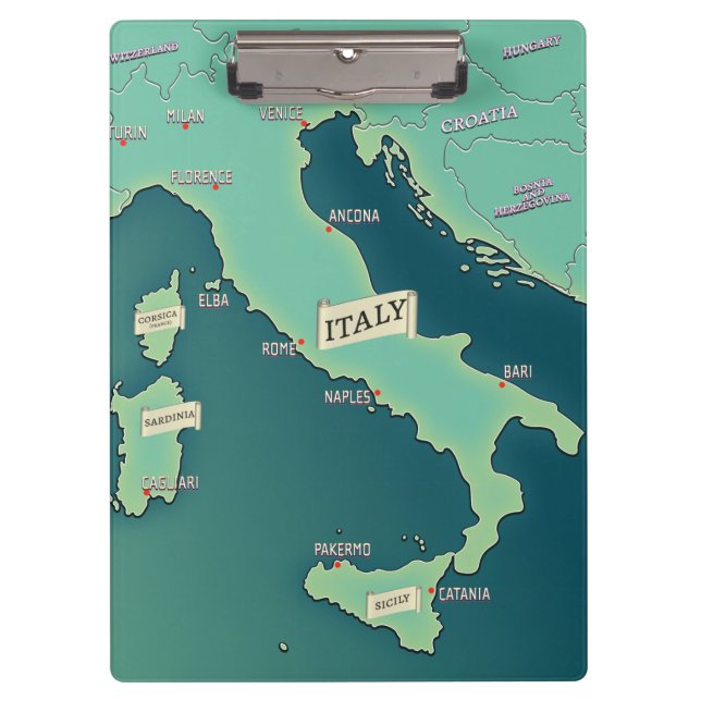 Classic Map Of Italy Clipboard (Front)