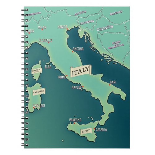 Classic Map Of Italy Clipboard Notebook