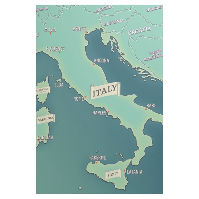 Classic Map Of Italy Gallery Wrap (Front)