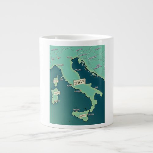 Classic Map Of Italy Giant Coffee Mug