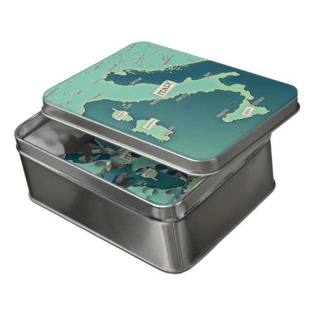Classic Map Of Italy Jigsaw Puzzle (Lid Open)