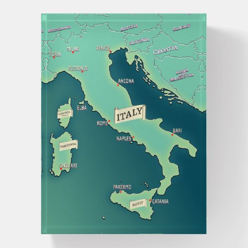 Classic Map Of Italy Paperweight