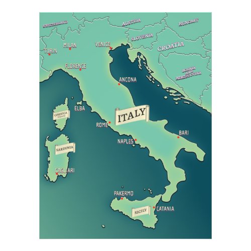 Classic Map Of Italy Photo Print