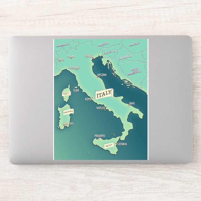 Classic Map Of Italy Sticker (Computer)