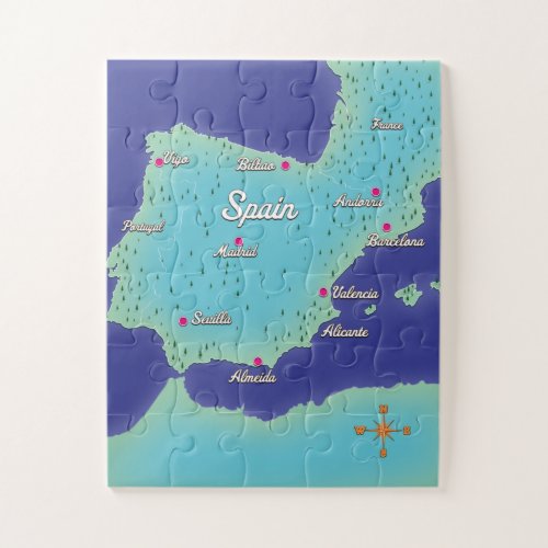 Classic Map Of Spain Jigsaw Puzzle