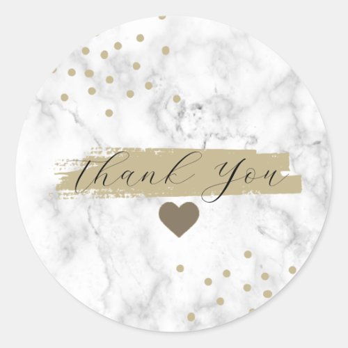 Classic Marble Pattern Matte Gold Thank you Classic Round Sticker
