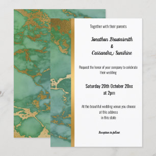 CLASSIC MARBLE SAGE GOLD TRIM INVITATION