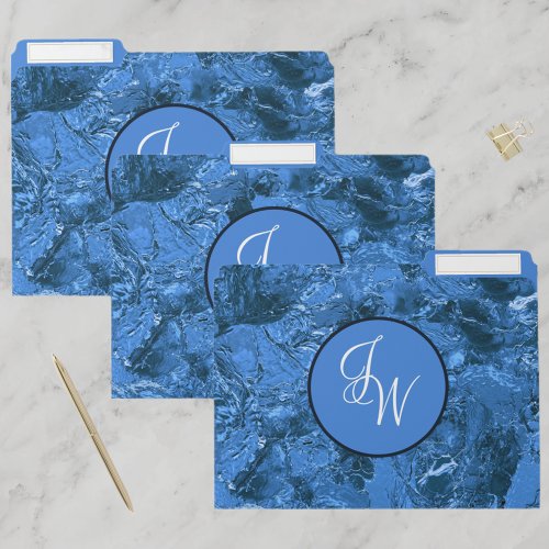 Classic Marbled Blue with Entwined Initials File Folder