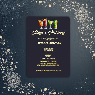 classic margs and matrimony Bachelorette Party Foil Invitation