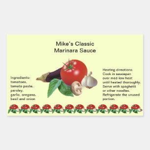 Classic Marinara Sauce Rectangle Jar Labels