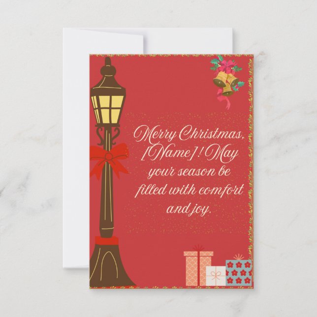 Classic Maroon Christmas Card – Cream Script Holid (Front)