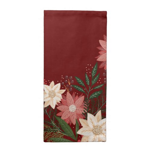 Classic Maroon Festive Botanical Christmas Holiday Cloth Napkin