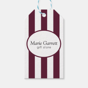 Classic Maroon Stripe Business Gift Tags