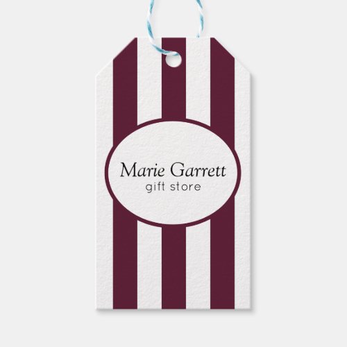 Classic Maroon Stripe Business Gift Tags