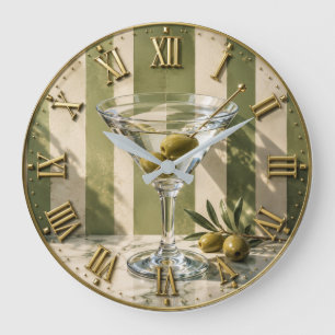 Classic Martini Cocktail Bar Decor Large Clock