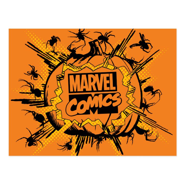 Classic Marvel Comics Logo Jack O Lantern Postcard Zazzle Com