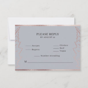 Classic Matt Rose Gold Leaves Wedding RSVP Card