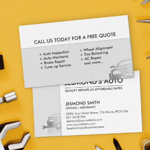 Classic Mechanic Car Repair Business Card