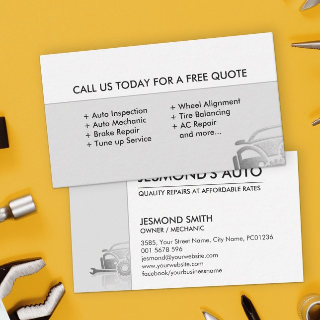 Classic Mechanic Car Repair  Business Card (Creator Uploaded)