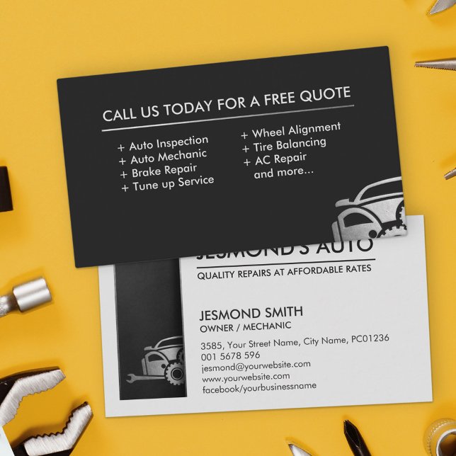 Classic Mechanic Car Repair Business Card (Creator Uploaded)