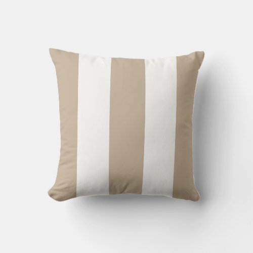 Classic med tan beige sand white vertical strips outdoor pillow