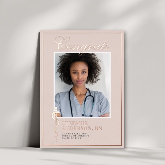 Classic Medical Nursing Photo Foil Graduation  Foi Foil Invitation (Creator Uploaded)