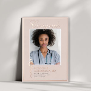 Classic Medical Nursing Photo Foil Graduation  Foi Invitation