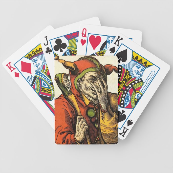 Classic medieval Joker, Jester or Fool. Vintage. Deck Of Cards