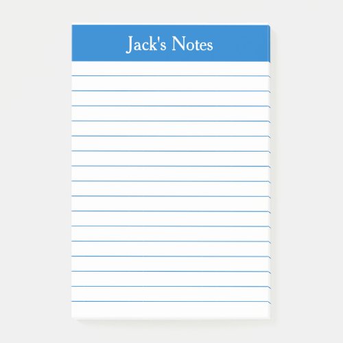 Classic Medium Blue Lined Personalized Post_it Notes