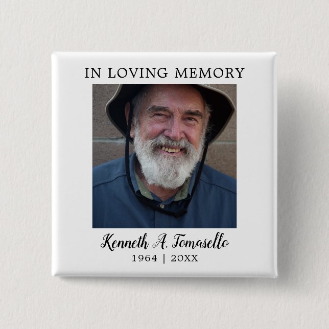 Classic Memorial Funeral Favor Button (Front)