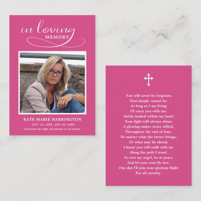 Classic Memorial Photo Funeral Card (Front/Back)