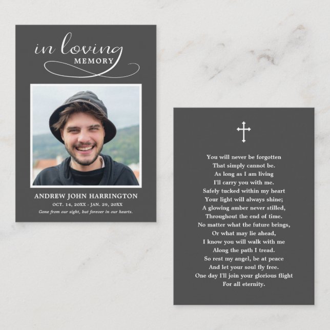 Classic Memorial Photo Funeral Card (Front/Back)