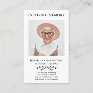 Classic Memorial Photo Funeral Card