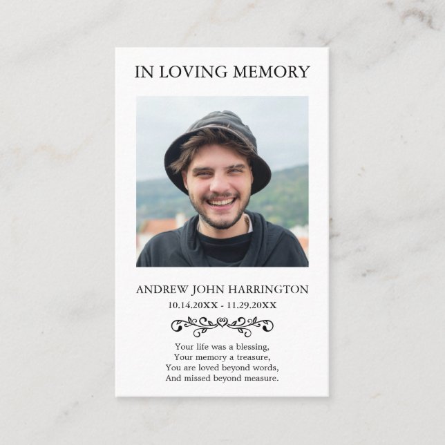 Classic Memorial Photo Funeral Card (Front)
