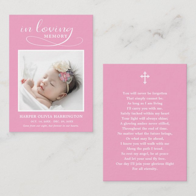 Classic Memorial Photo Funeral Card (Front/Back)