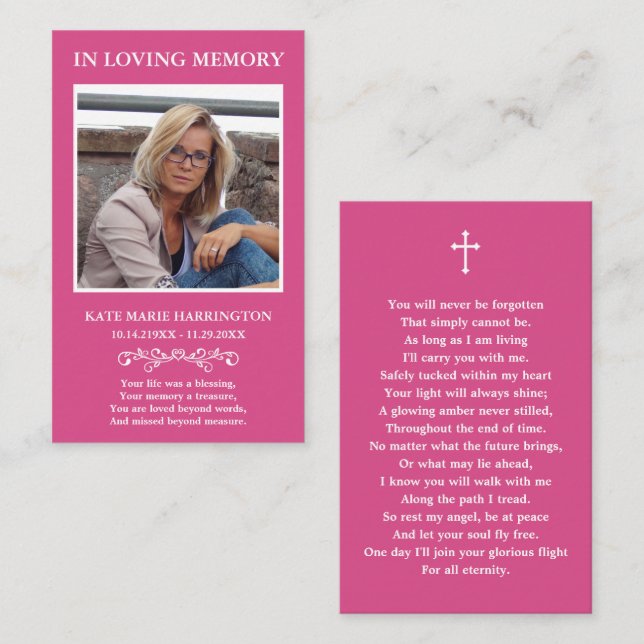 Classic Memorial Photo Funeral Card (Front/Back)