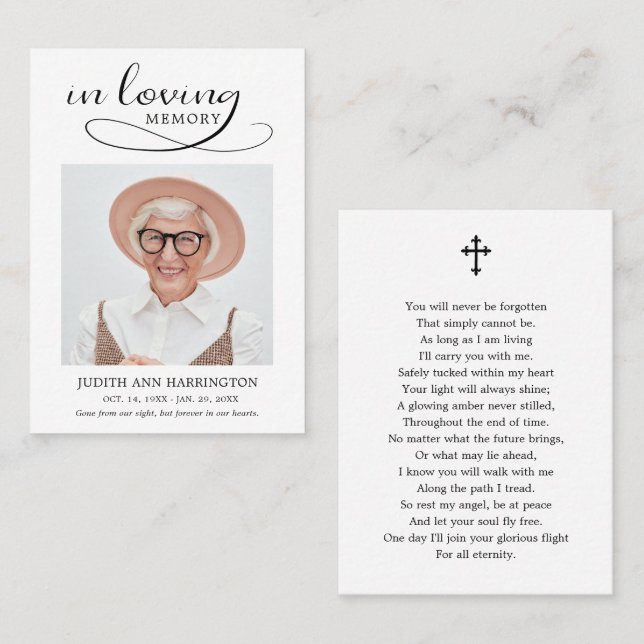 Classic Memorial Photo Funeral Card (Front/Back)