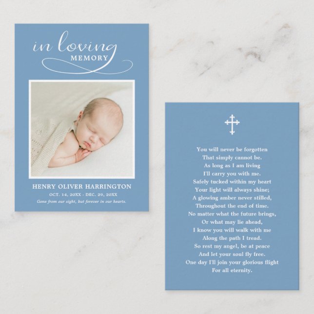 Classic Memorial Photo Funeral Card (Front/Back)