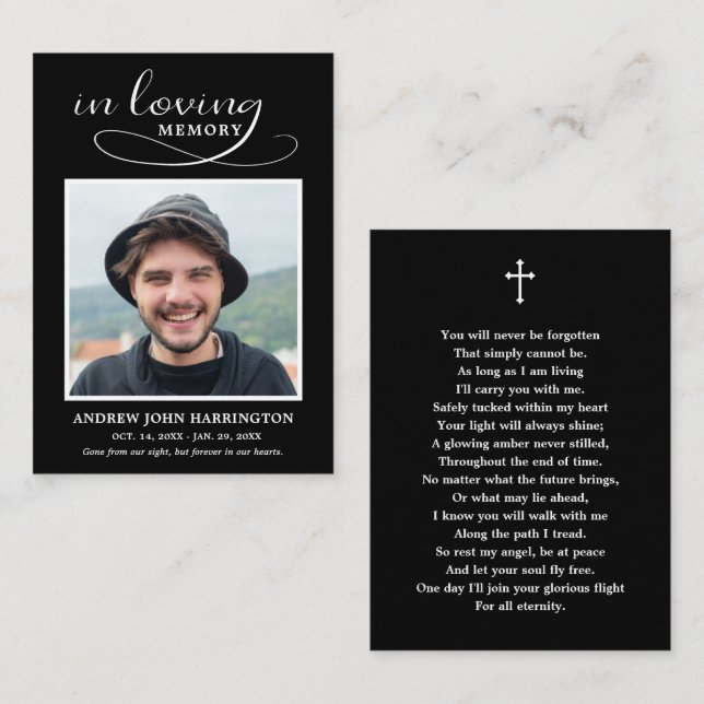 Classic Memorial Photo Funeral Card (Front/Back)